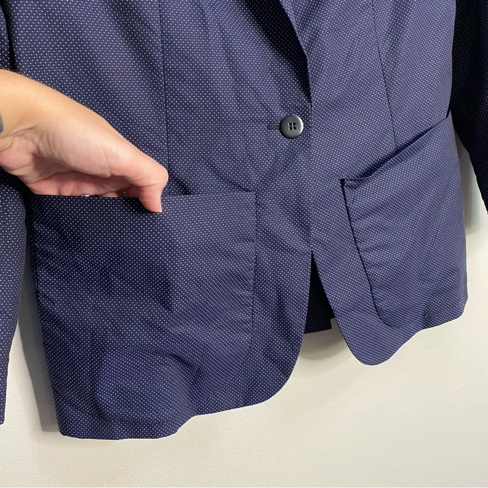 Equipment Navy Blue Jay School Boy Polkadot Print Blazer Size 4